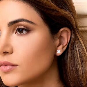 Princess Cut Cross Moissanite 925 Sterling Silver Simple Stud Earrings